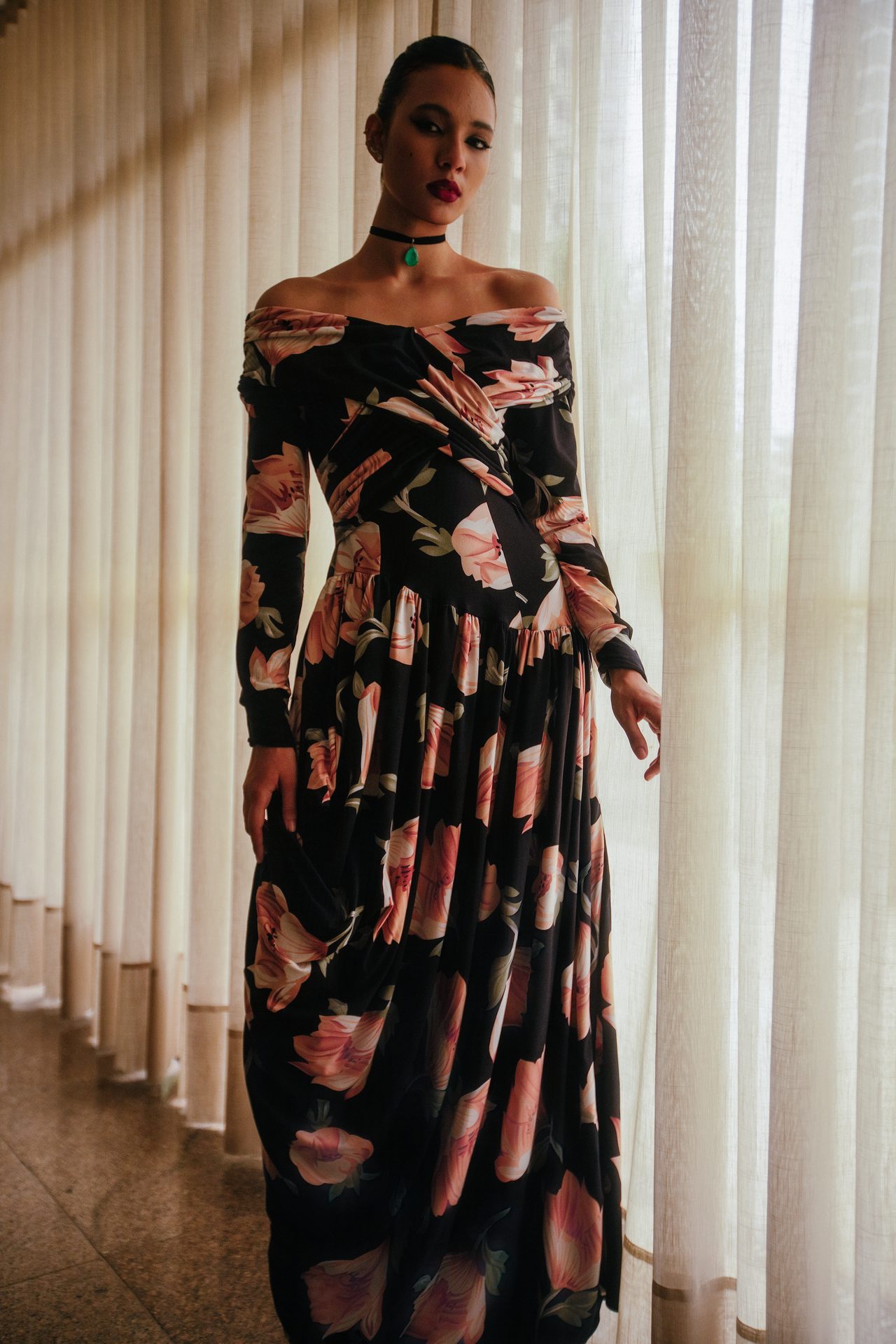 Waters of March - Black floral maxi dress